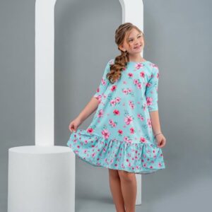 Vestido Infantil Azul Floral