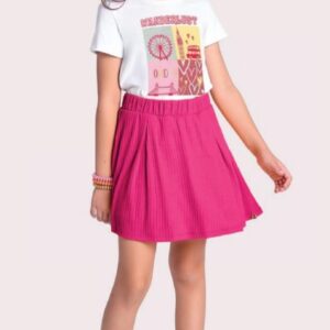 Conjunto Blusa e Saia Com Farro